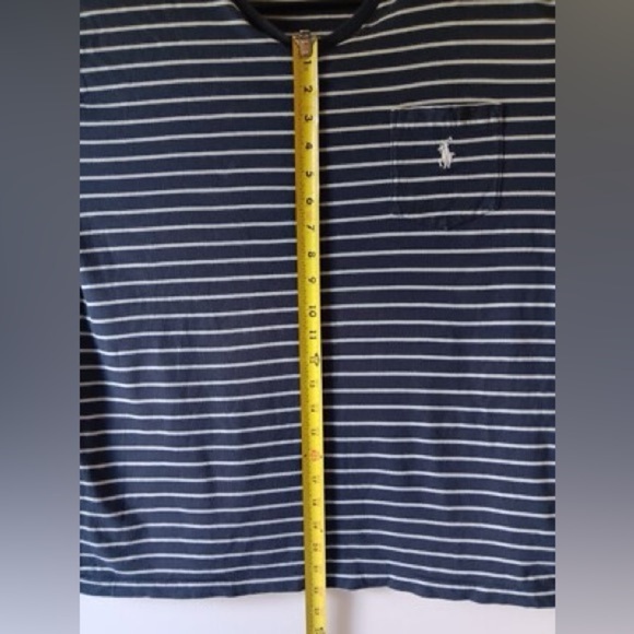 Polo by Ralph Lauren men's navy/white pocket striped s/s v-neck t-shirt size M - Picture 5 of 8